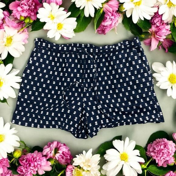 Ann Taylor LOFT Outlet Navy Blue Textured Shorts Size Small Drawstring Lined - Picture 1 of 6